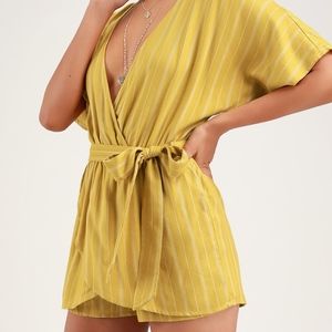 NEW Lulus Climb Aboard Mustard Yellow romper